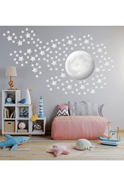 Aysprint Set de autocolante cu lună plină și stele