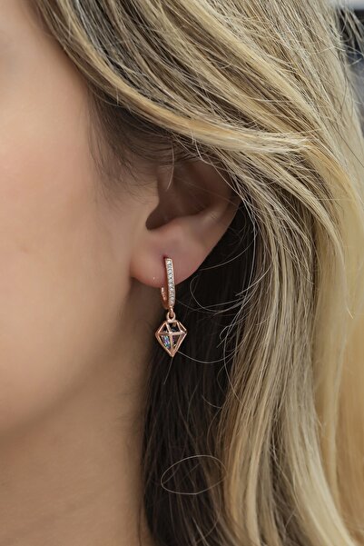 Nereze 925 Ayar Gümüş Mistik Topaz Taşlı Kafes Model Küpe