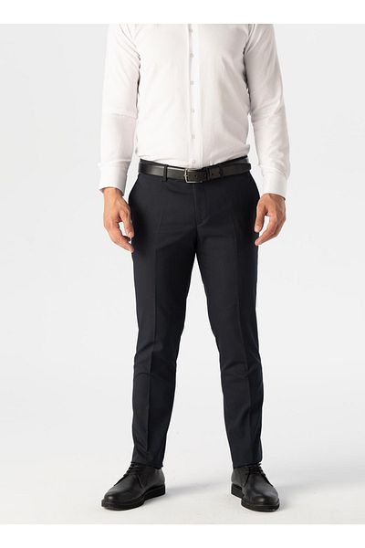 SÜVARİ Κανονική μέση Normal Leg Slim Fit Navy Blue ανδρικό παντελόνι Pn 1014400288