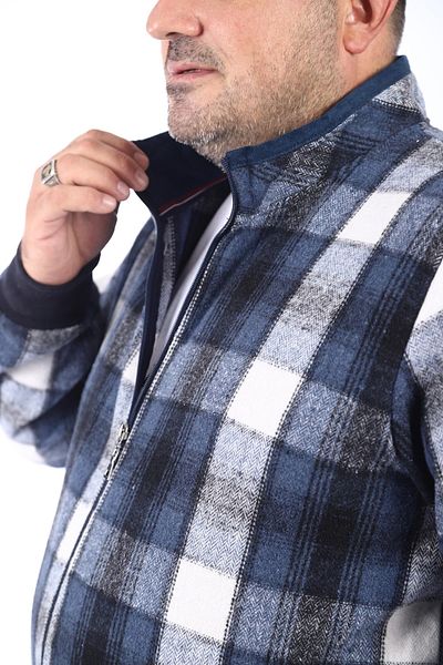 MocGrande Μεγάλο μέγεθος Stand-up Collar Sweat Lumberjack 22219-indigo