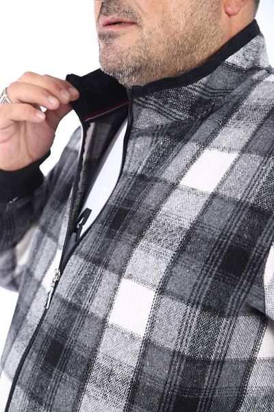 MocGrande Μεγάλο μέγεθος Stand-up Collar Sweat Lumberjack 22219-ανθρακί