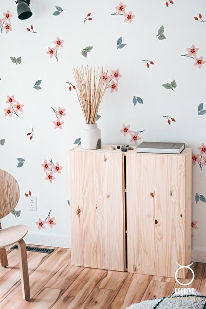 ANGARYA Modern Stil, Dekoratif Pembe Çiçekler Ve Yeşil Yapraklar, Ev Dekorasy...