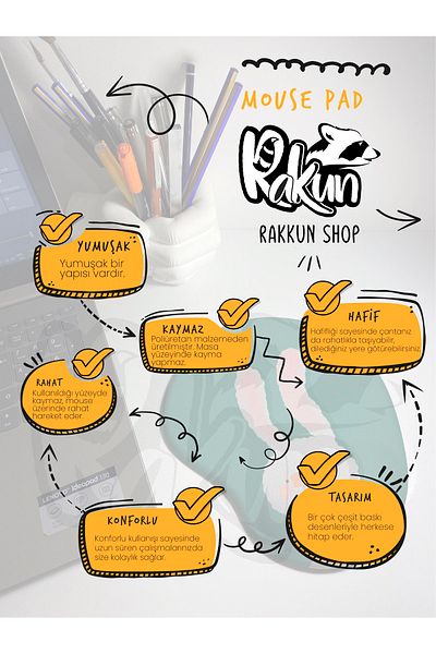 rakkun shop Illustration Drawing 1703 Mouse Pad with Wrist Support