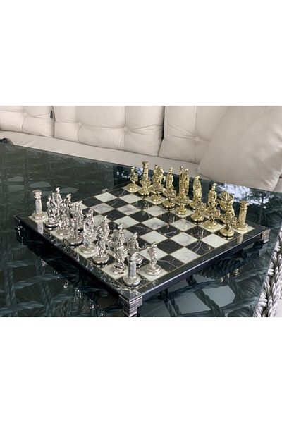 POLO BLUE Antique Novel Gladiator Figured Chess Set