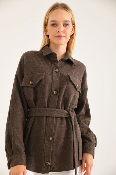 VOLT CLOTHİNG Γυναικείο μπουφάν με ζώνη oversize