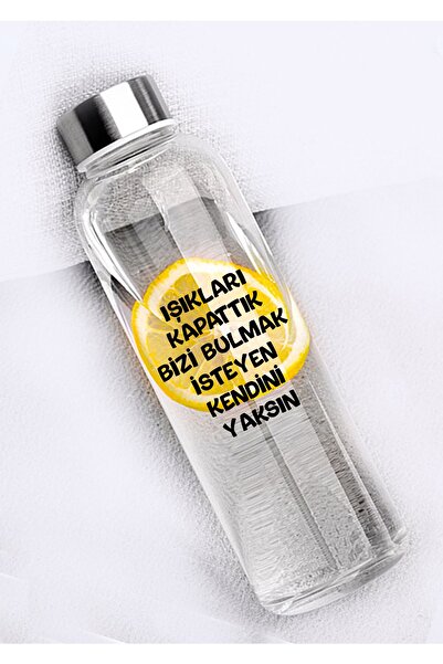 Ayzi Tasarım Işıkları Kapattık Bizi Bulmak Isteyen Tasarım Suluk Matara Cam S...