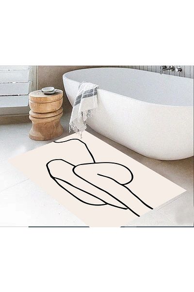 eco concept 60x100 Cm Patterned Written Non-Slip Based Bathroom Mat - Decorative Mat