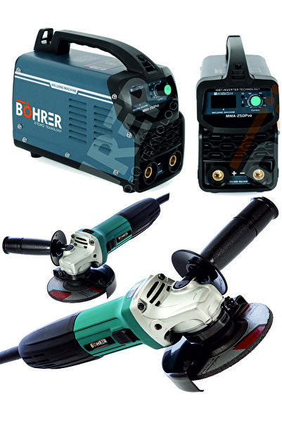 BÖHRER 250 Amper Mma Inverter Kaynak Makinesi + 2600 Watt 125 Mm Colper Avuç Içi Taşlama Makinesi