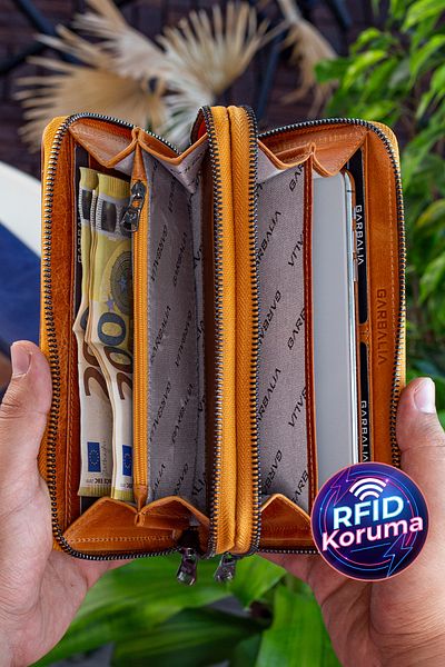Garbalia Orleans Vintage Leather Mustard Yellow Rfid Blocking Handbag Wallet with Phone Compartment