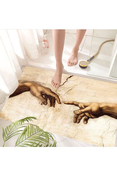 eco concept Non-Slip Base, Bath Mat, Patterned Written Bath Mat, Decorative Mat, 60x100 Cm