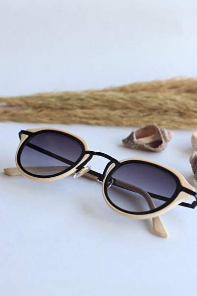 LOOKUP NEW Anastasia Unisex Oval Cream Beige Frame Uv400 Black Gradient New Season Sunglasses