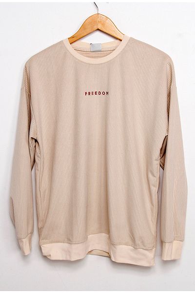 İnan Store Ανδρικό φούτερ Cream Oversize Velvet