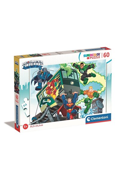CLEMENTONI 26066 Superfriends Supercolor Dc Comics Super Friends 60 Parça Yapboz, 5 Yaşından Büyük