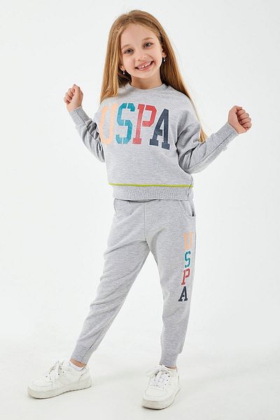 U.S. Polo Assn. Βάση. Σετ αθλητικής φόρμας για κορίτσια με κουκούλα Polo Assn με άδεια Grimelange