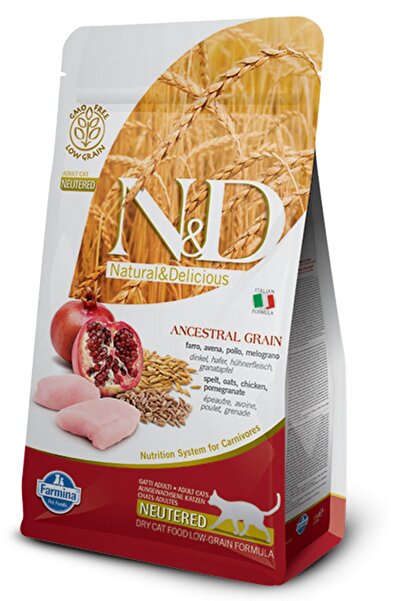 N&D N-d Düşük Tahıllı Tavuklu Narlı Kısırlaştırılmış Kedi Maması 5 Kg