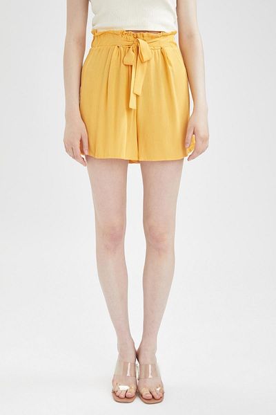 DeFacto Paper Bag High Waist Belt Detailed Bermuda Shorts