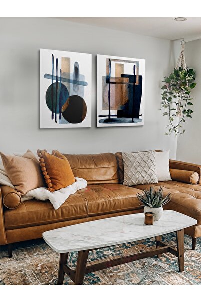 KanvasSepeti 2li Set Boho Bohem Bohe Retro Art Soyut Tablo Dekoratif Kanvas T...