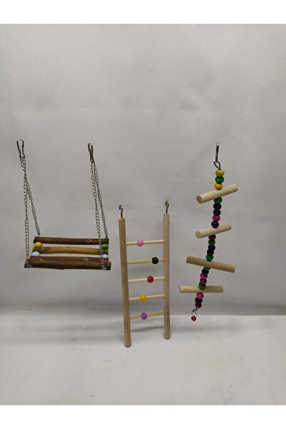 Mavi Kaktüs Ahşap Kafes Oyuncak Setı Ahsap Hamak Ahşap Merdıven Setı