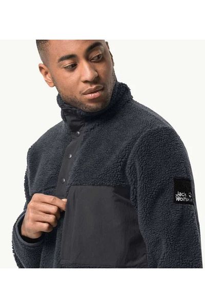 Jack Wolfskin Pank Snap M Ανδρικό μπουφάν Fleece Outdoor 1710601-6350 Γκρι