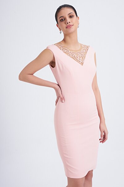 Balizza Blz-yakası Tül Ve Güpür Detaylı Elbise