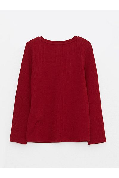 LC Waikiki Tricou pentru fete cu mânecă lungă de bază cu gât rotund (W2)