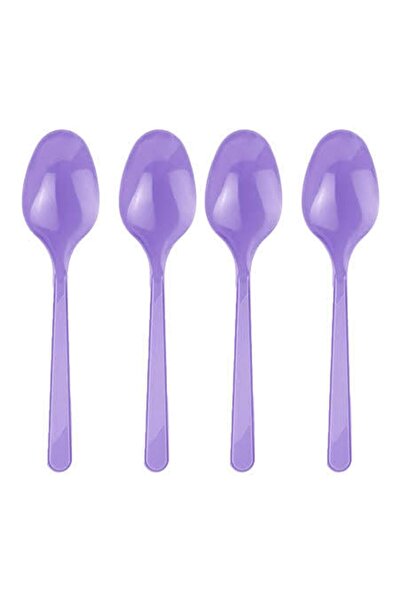 MERT AMBALAJ ملعقة بلاستيكية فاخرة باللون الأرجواني 25 قطعة