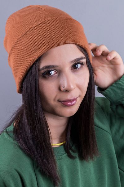 QUATEX Brown Unisex Folded Knitwear Flat Beret