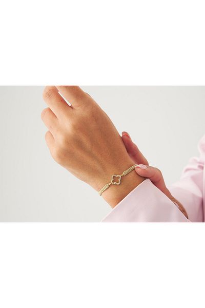 Eva Takı Gold Clover Knit Rope Best Friends Bracelet