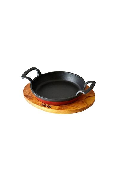 Lava 16 cm Round Pan with Wooden Base and Handle