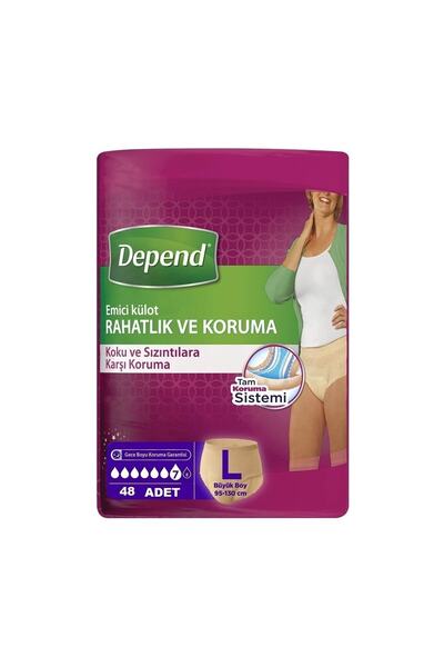 Depend سراويل نسائية ماصة مقاس كبير (لتر) 95-130 سم 48 قطعة