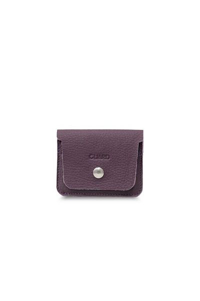 GUARD Mini Genuine Leather Card Holder with Burgundy Paper Money Compartment