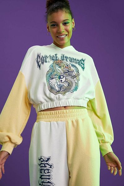 DeFacto Cool Color Block Printed Relax Fit Sweatshirt with Elastic Waist
