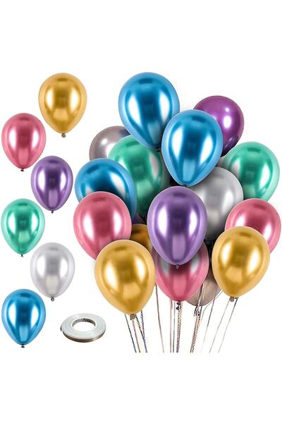 DÜVENCİ TİCARET Metalik Parti Balonları 10 Inç Doğum Günü Bebek Duş Mezuniyet...