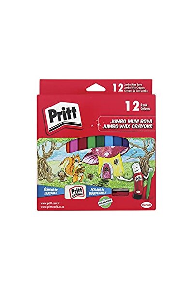 Pritt 12-Piece Jumbo Triangle Erasable Pastel Crayons + Gift Set with Eraser and Sharpener