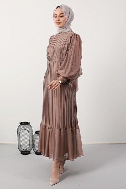 giz astore Pleated Janjan Evening Dress Copper