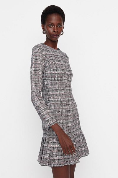 Trendyol Collection Tkané tkané šaty Black Flounce TWOAW23EL00503