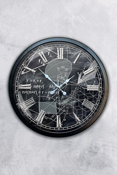 Genel Markalar Hediyelik 40 Cm Siyah Metal Matematik Duvar Saati