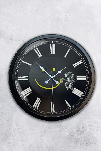 AİB STORE هدية ساعة حائط معدنية سوداء مقاس 40 سم على شكل مريخ