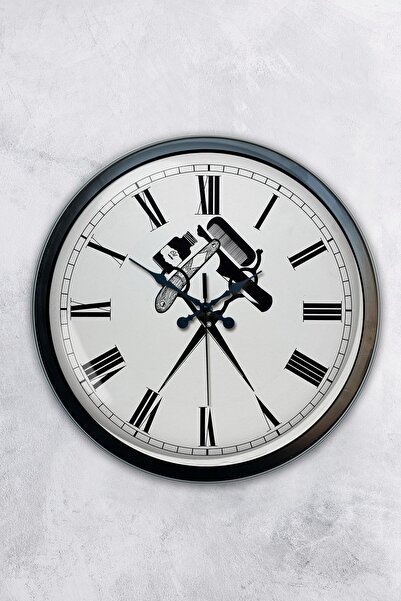 Platin Saat Gift 40 cm Black Metal Hairdresser Wall Clock