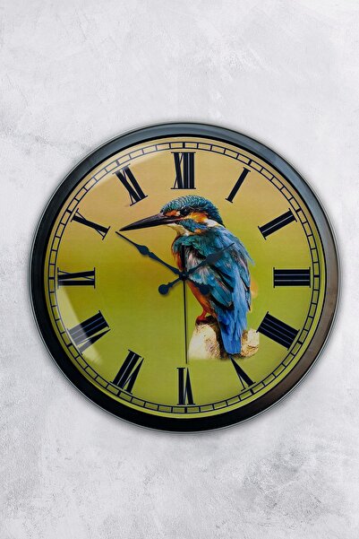 AİB STORE هدية ساعة حائط على شكل طائر معدني أسود مقاس 40 سم