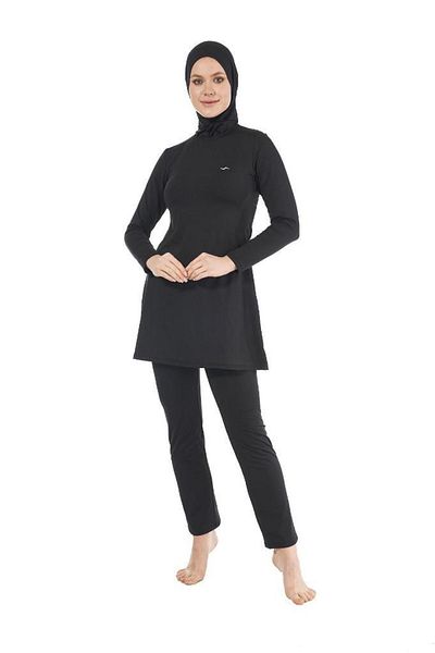 Estiva Patterned Bonnet Scarf Lycra Fully Covered Hijab Swimsuit