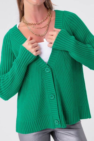 Lafaba Women's Green Execution Pattern Mini Knitwear Cardigan