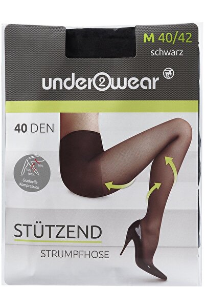 Underwear Destekli Külotlu Ince Çorap 40 Den, Siyah, 40/42 40/42 Beden