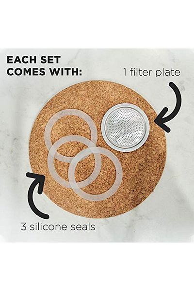 Grosche For 6 Cup Moka Pot - 3 Pieces Silicone Gasket and Filter Set