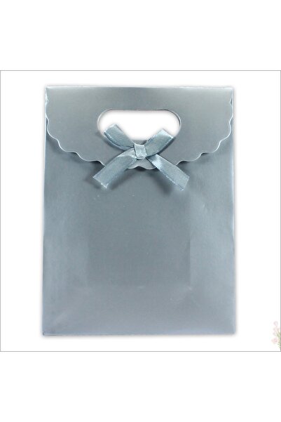 Süsle Baby Party El Geçmeli Karton Çanta 38 X 27 X 15 Cm, Mat Gümüş - 12 Adet