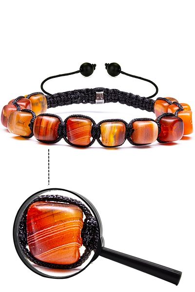 Tesbih Atölyesi High Quality Natural Orange Agate - Certified Wrist Stone