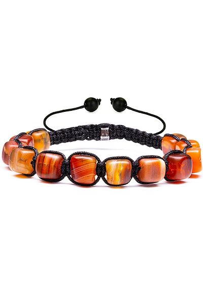 Tesbih Atölyesi High Quality Natural Orange Agate - Certified Wrist Stone