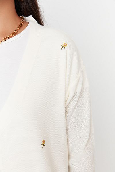 Trendyol Modest Cardigan - Ecru - Fitted