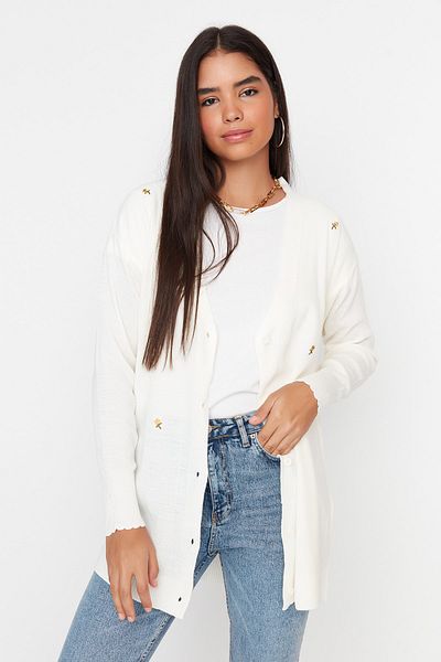 Trendyol Modest Cardigan - Ecru - Fitted