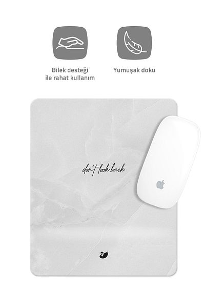 Özer Store Don't Look Back Written Wrist Support Rectangular Mouse Pad Mouse Pad